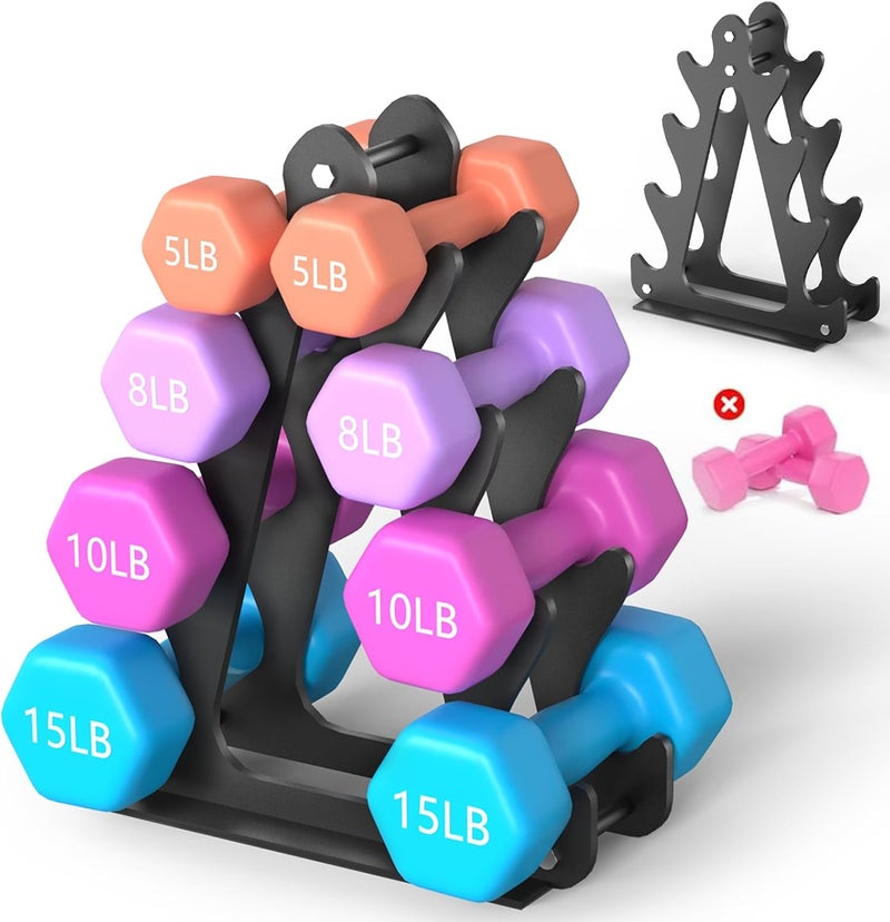 NomNest 4-Tier Dumbbell Rack for 1-15 lb Weights, Holds 5 Pairs Space-Saving Sturdy A-Frame Stand for Home Gym, Weight Rack for Women's Dumbbell Set (Dumbbell Rack Stand Only) - Image 1